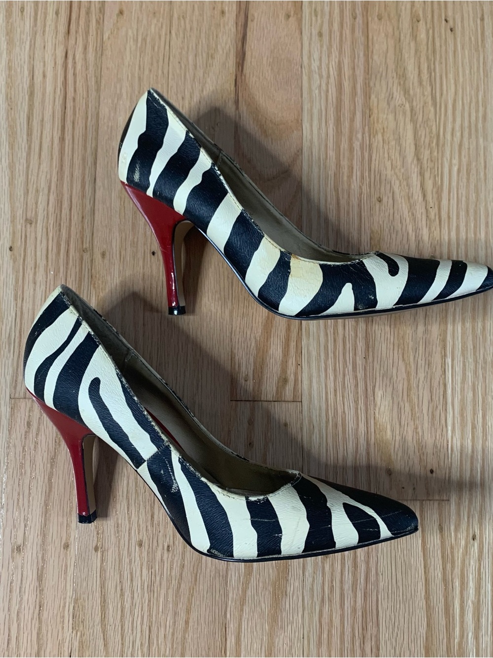 Rampage Black and Cream Animal Print Heels